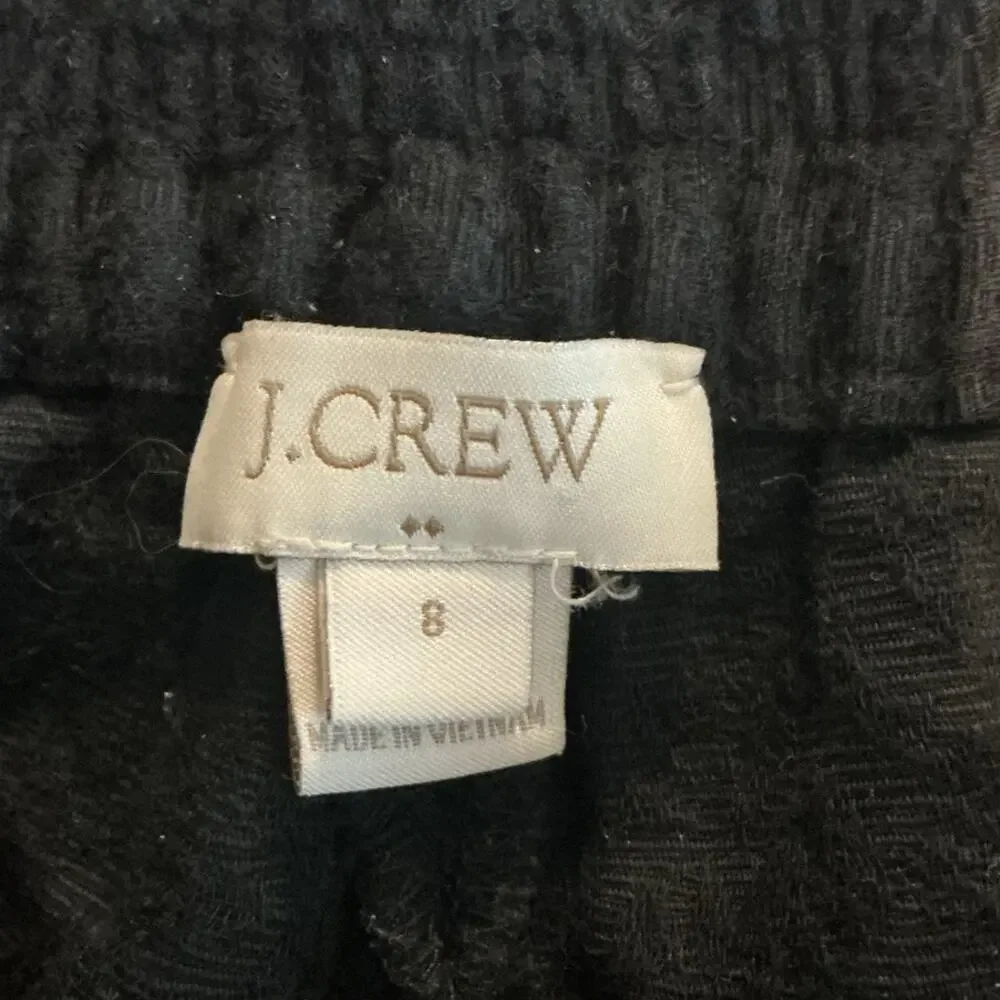 J Crew Womens Pull On Textured Cotton‎ Shorts Size 8 Black Preppy Casual Summer